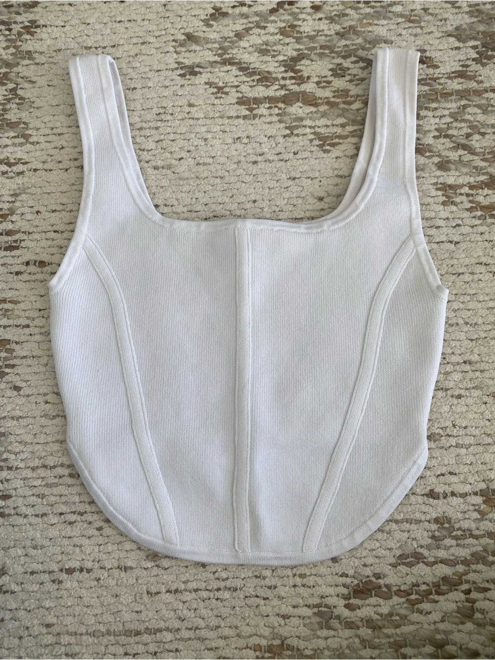 Babaton Soft White Ribbed Tank
